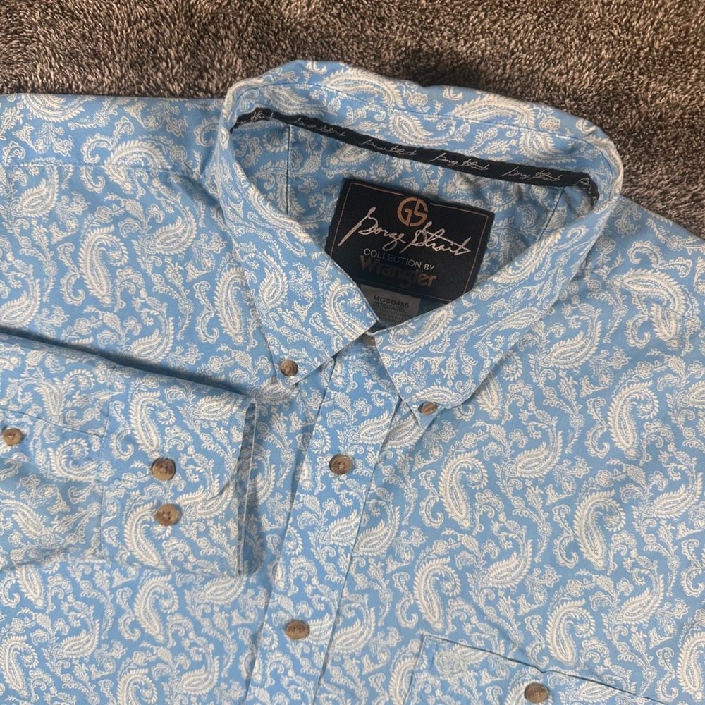 Wrangler Shirt Mens 2XLT George Strait Collection Blue Paisley Button Down Tall